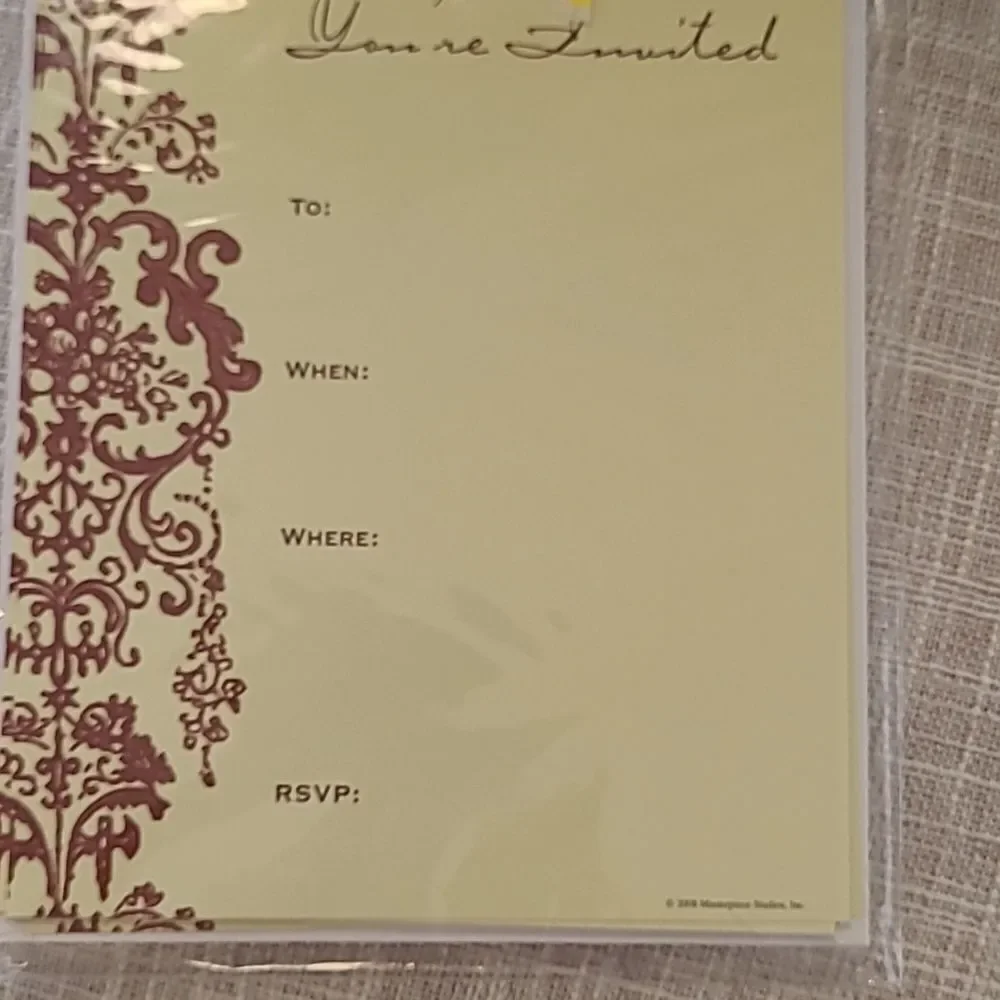 Invitation cards quantity 8 card envelopes party invite mail get together cream